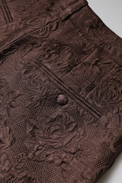 Mini-short taille moyenne en brocart floral marron Dolce &amp; Gabbana