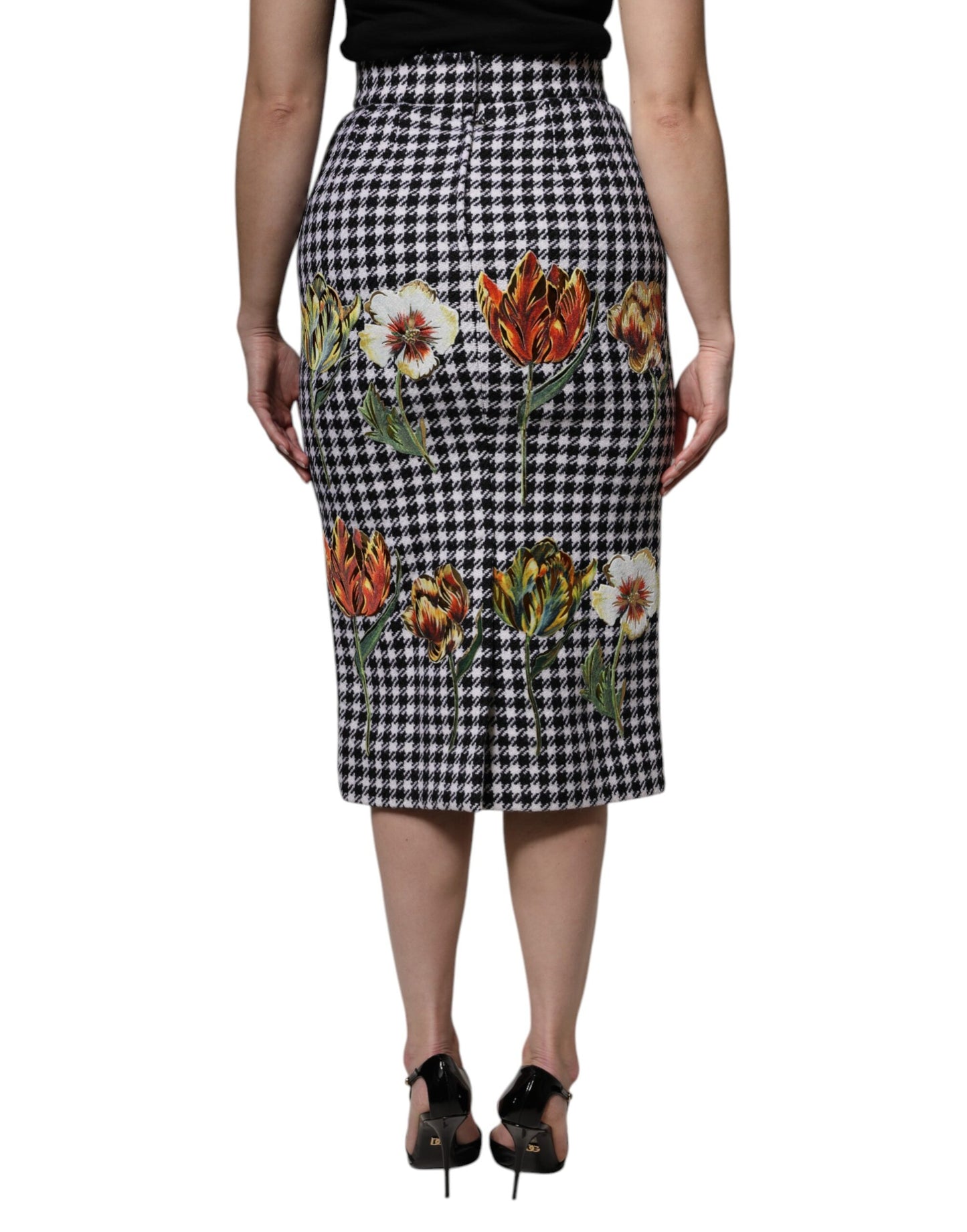 Dolce &amp; Gabbana Multicolor Floral Print High Waist Pencil Cut Skirt