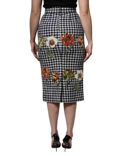 Dolce &amp; Gabbana Multicolor Floral Print High Waist Pencil Cut Skirt