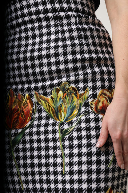 Dolce &amp; Gabbana Multicolor Floral Print High Waist Pencil Cut Skirt
