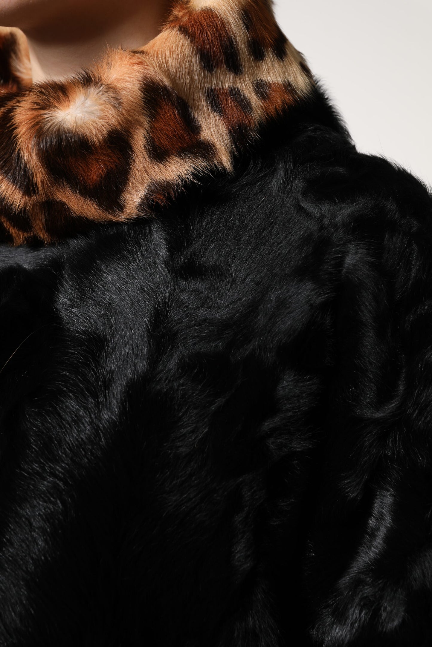Dolce &amp; Gabbana Black Lamb Fur Short Women Coat Jacket