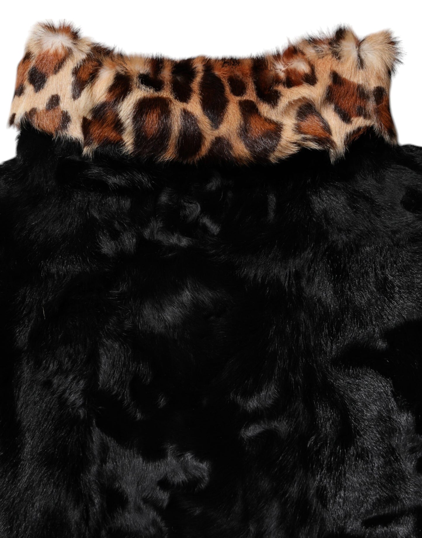Dolce &amp; Gabbana Black Lamb Fur Short Women Coat Jacket