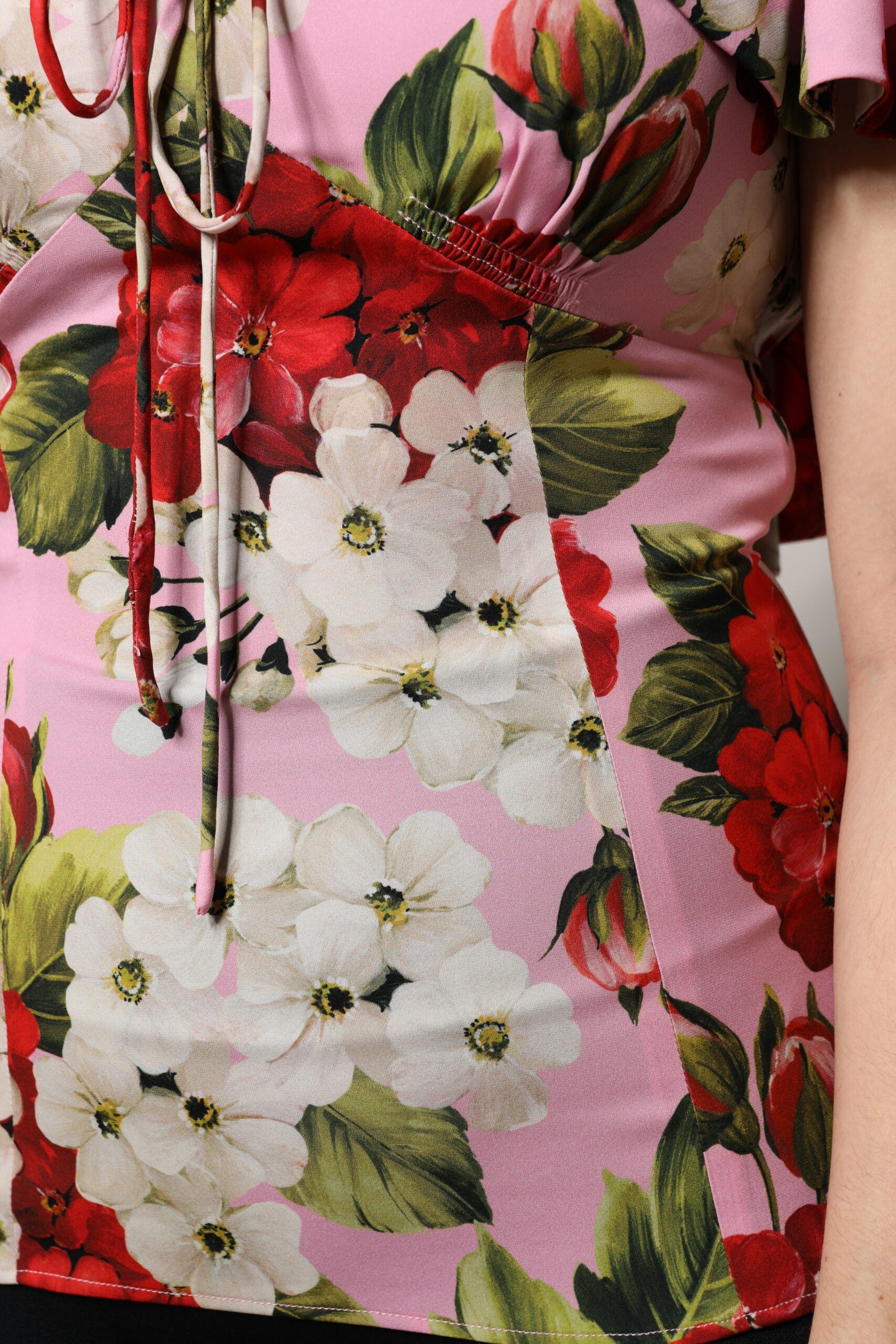 Dolce & Gabbana Pink Floral Silk Short Sleeves Blouse Top by Dolce & Gabbana