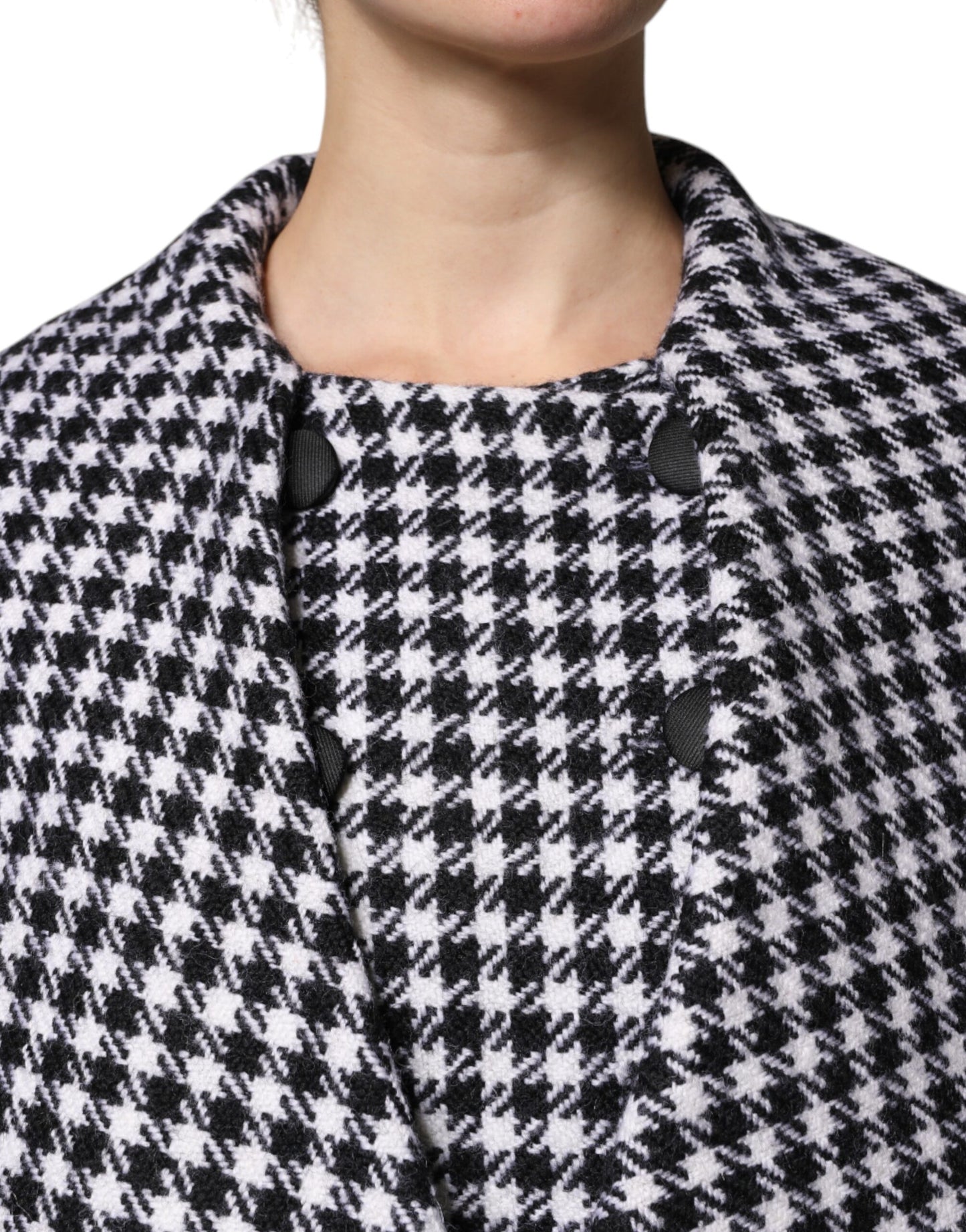 Dolce &amp; Gabbana Black White Monochrome Patterned Floral Cape Jacket