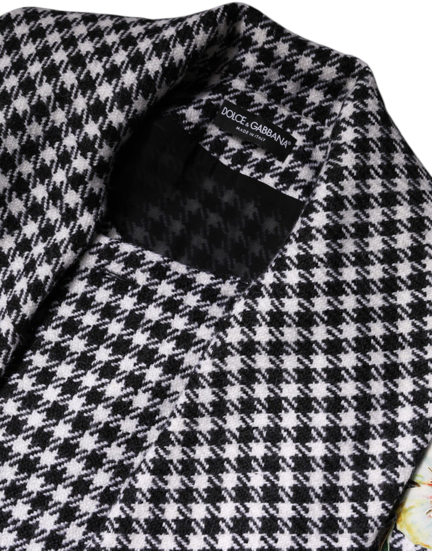Dolce &amp; Gabbana Black White Monochrome Patterned Floral Cape Jacket