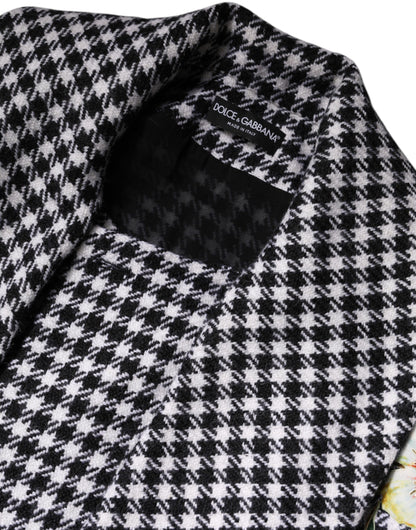 Dolce &amp; Gabbana Black White Monochrome Patterned Floral Cape Jacket