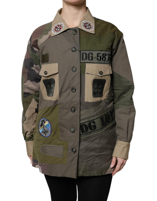 Dolce &amp; Gabbana Military Green Cotton Button Down Jacket