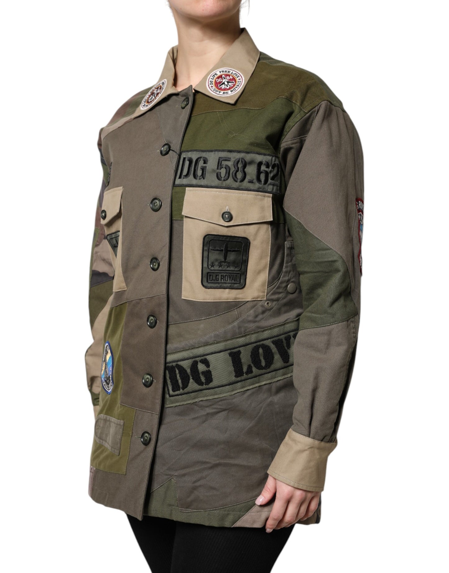 Dolce &amp; Gabbana Military Green Cotton Button Down Jacket