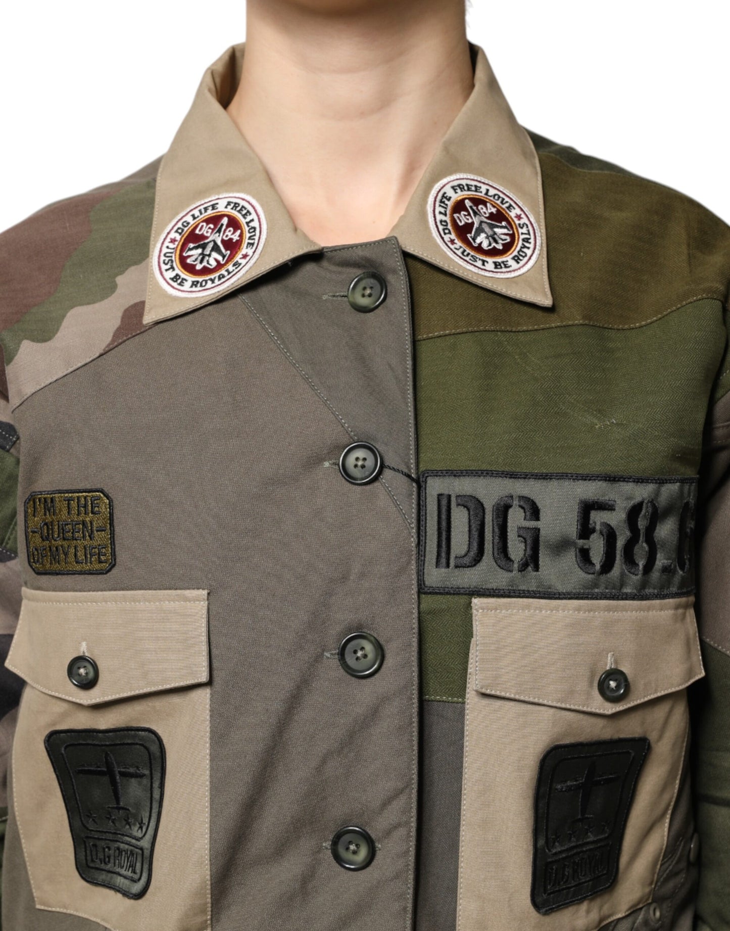Dolce &amp; Gabbana Military Green Cotton Button Down Jacket