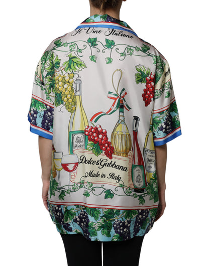 Dolce & Gabbana Multicolor Short Sleeve Silk Food Shirt Top by Dolce & Gabbana