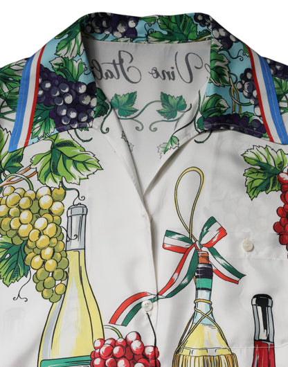 Dolce & Gabbana Multicolor Short Sleeve Silk Food Shirt Top by Dolce & Gabbana