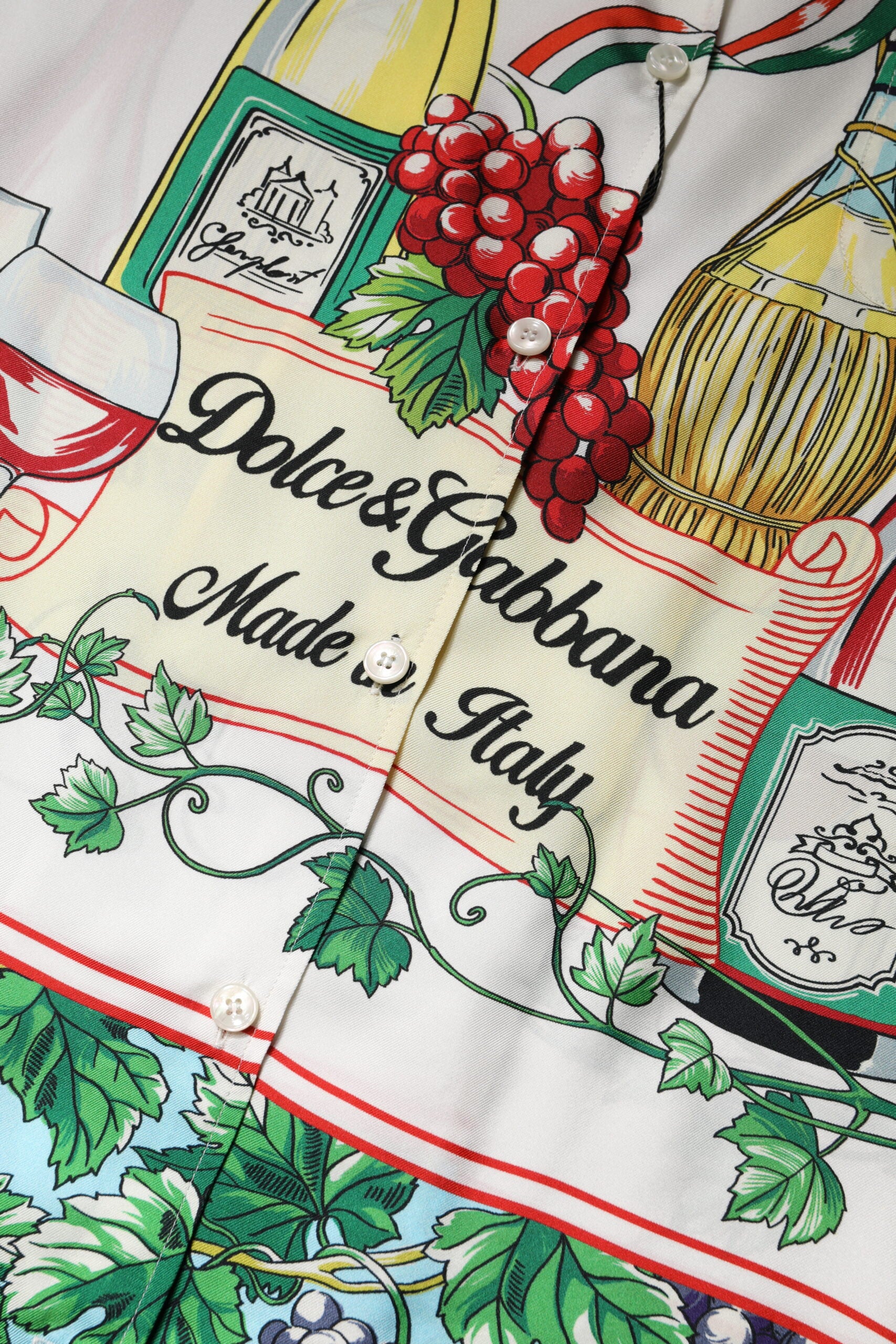 Dolce & Gabbana Multicolor Short Sleeve Silk Food Shirt Top by Dolce & Gabbana