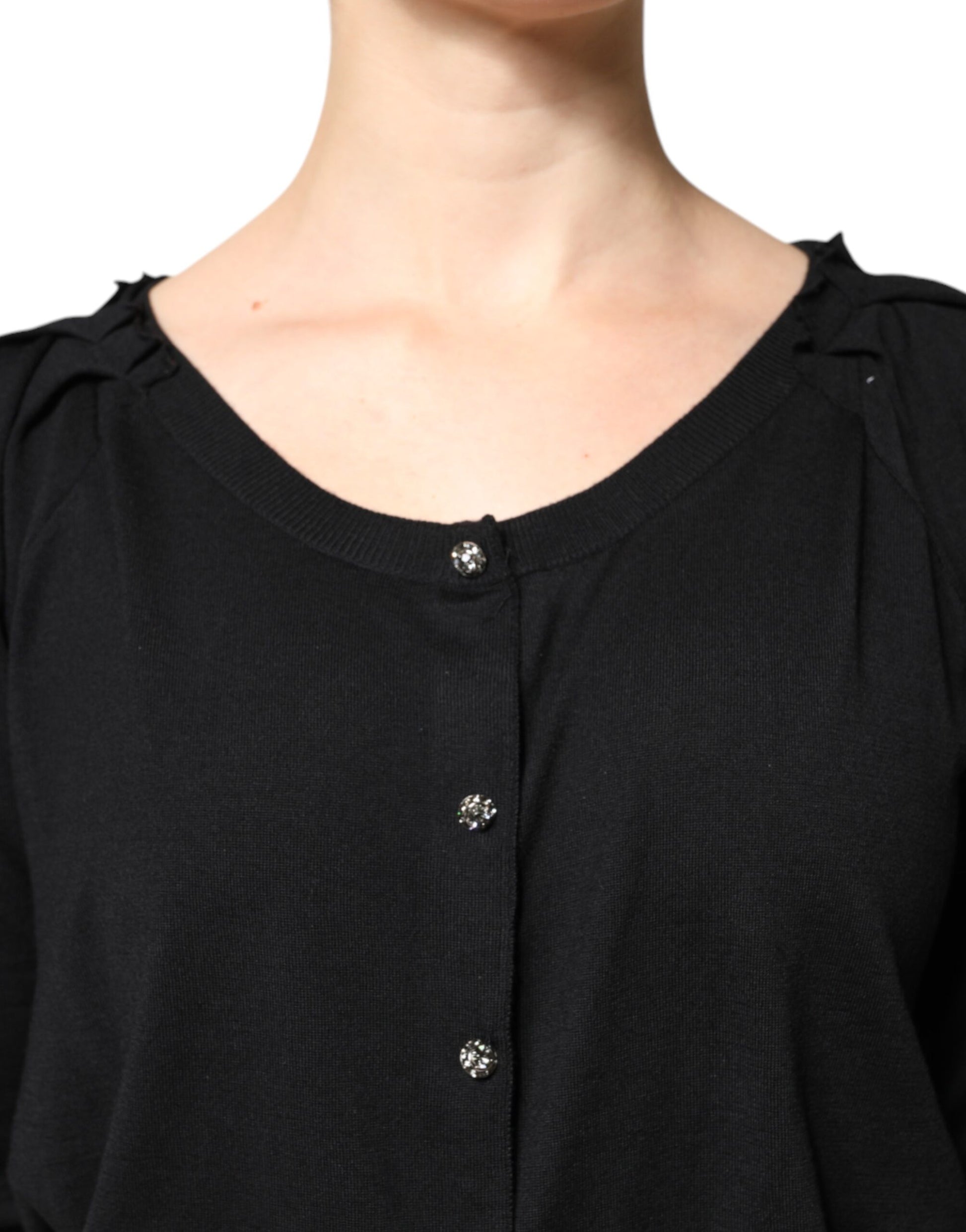Dolce & Gabbana Black Button Down Short Sleeve Blouse Top by Dolce & Gabbana