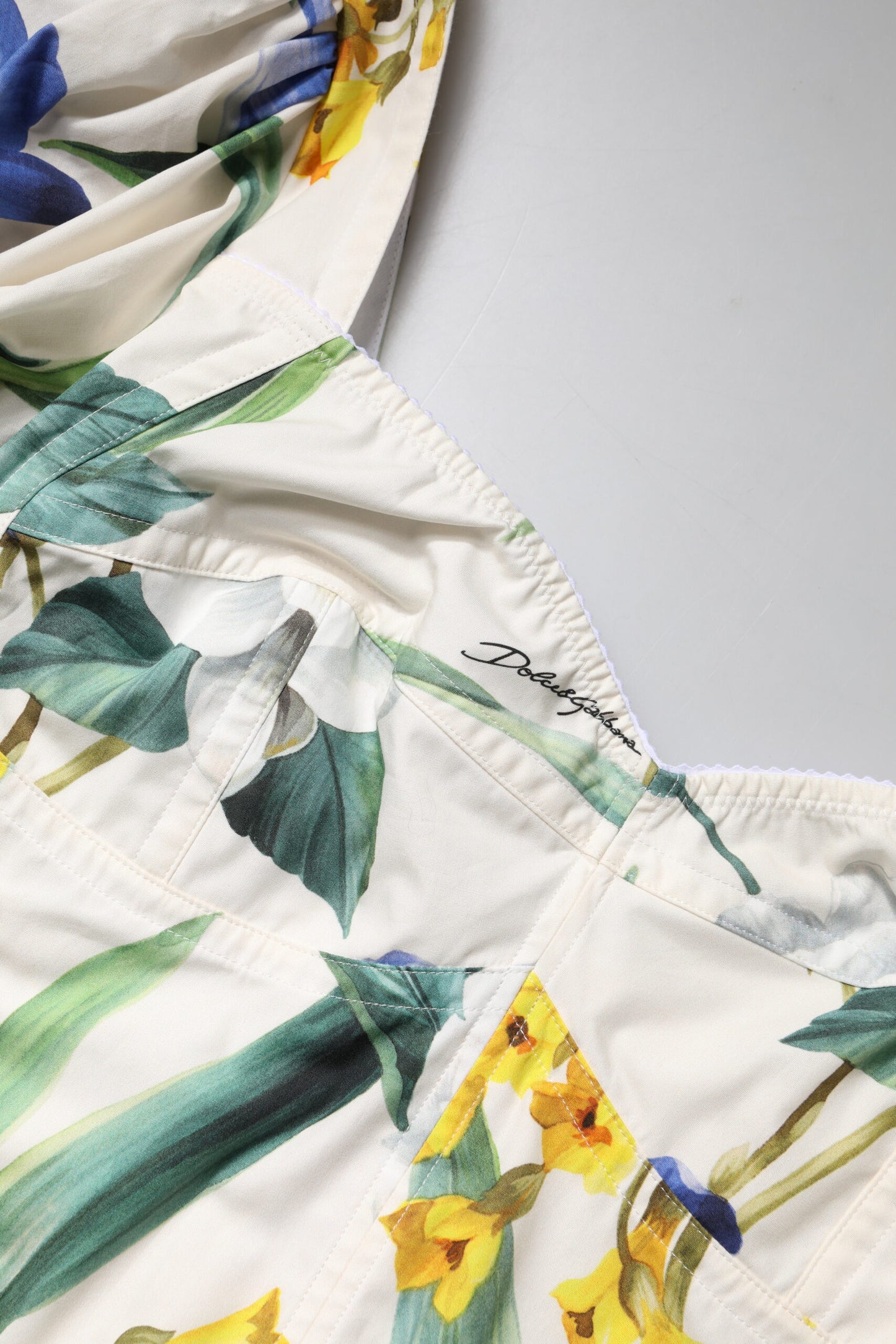 Dolce & Gabbana White Floral Puff Sleeves Crop Blouse Top by Dolce & Gabbana