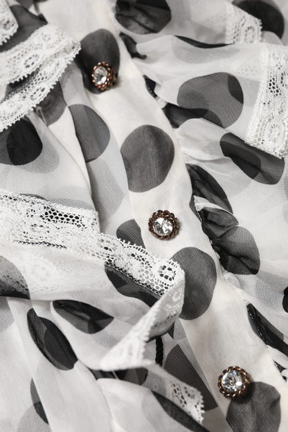 Dolce & Gabbana White Black Polka Dot Cotton Sleeveless Top by Dolce & Gabbana