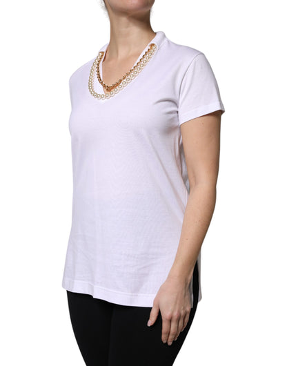 Dolce & Gabbana White Necklace Cotton Short Sleeve T-shirt by Dolce & Gabbana
