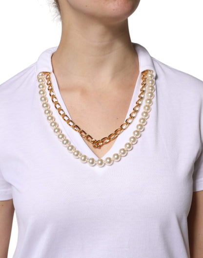 Dolce & Gabbana White Necklace Cotton Short Sleeve T-shirt by Dolce & Gabbana