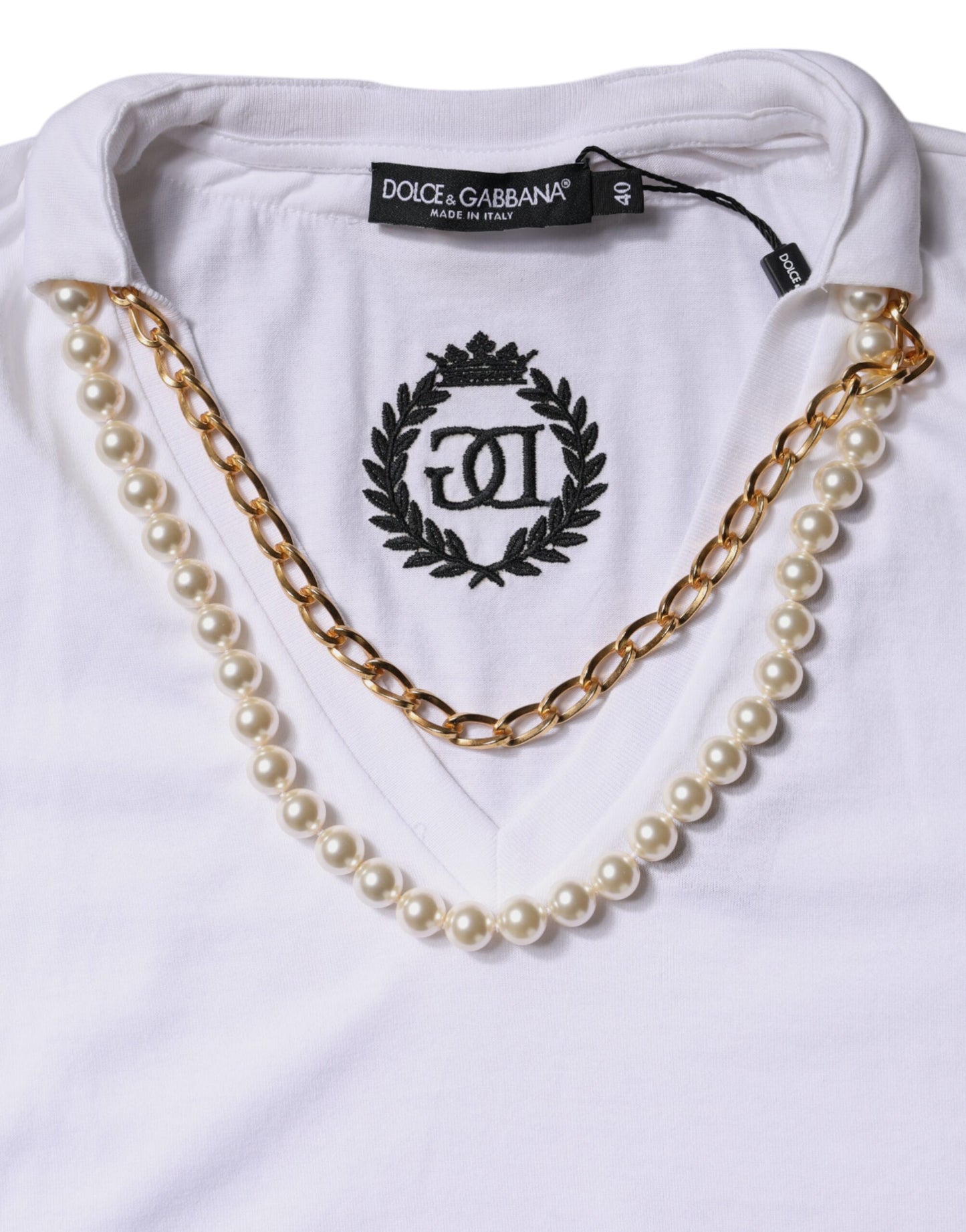 Dolce & Gabbana White Necklace Cotton Short Sleeve T-shirt by Dolce & Gabbana
