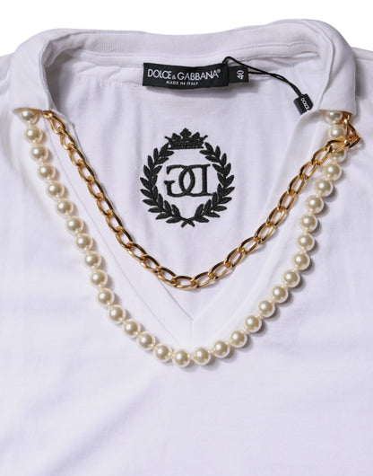 Dolce & Gabbana White Necklace Cotton Short Sleeve T-shirt by Dolce & Gabbana