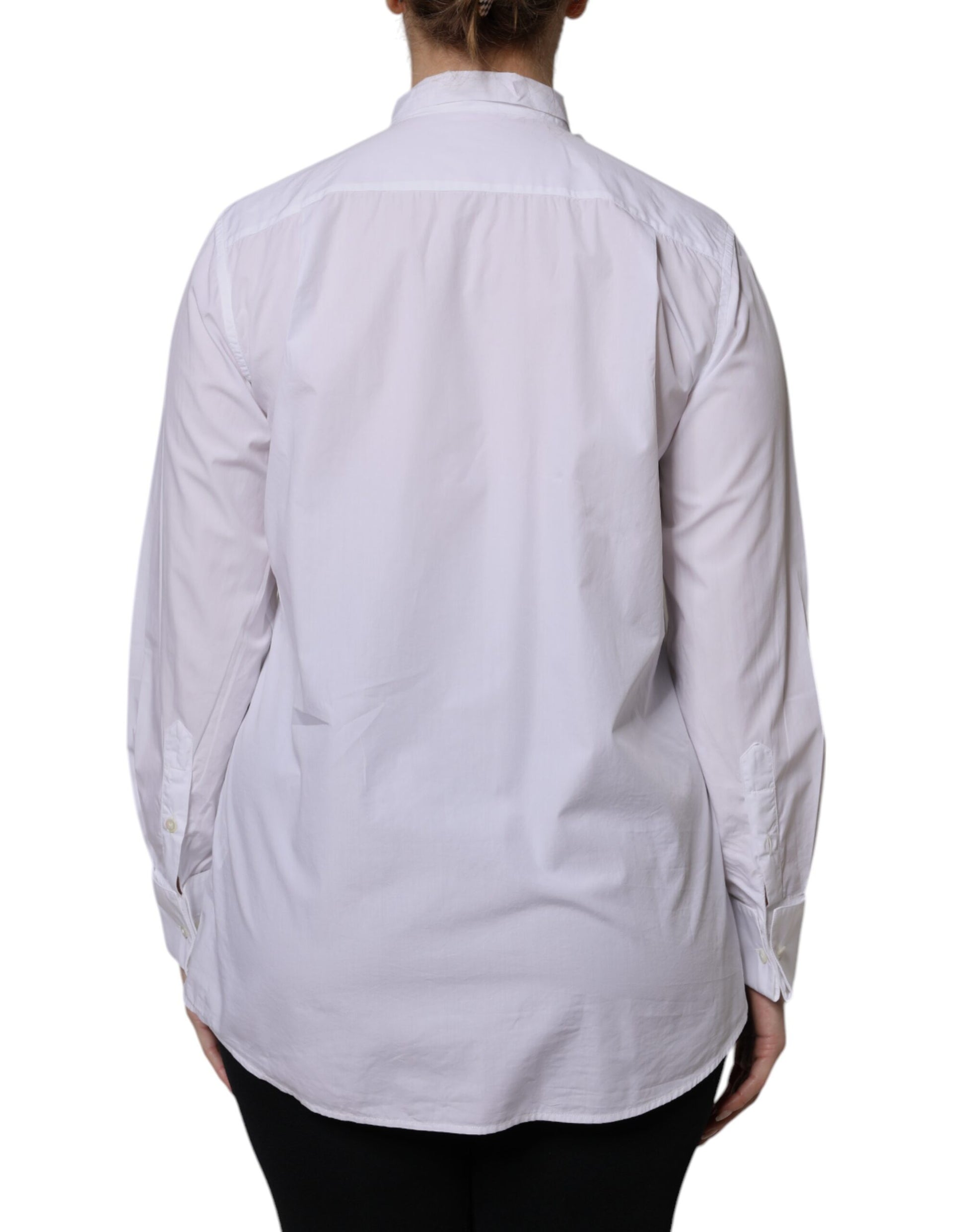 Dolce & Gabbana White Ascot Collar Long Sleeve Blouse Top by Dolce & Gabbana