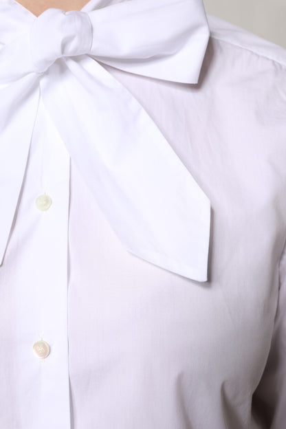 Dolce & Gabbana White Ascot Collar Long Sleeve Blouse Top by Dolce & Gabbana