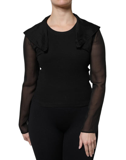 Dolce & Gabbana Black Silk Sheer Long Sleeves Blouse Top by Dolce & Gabbana