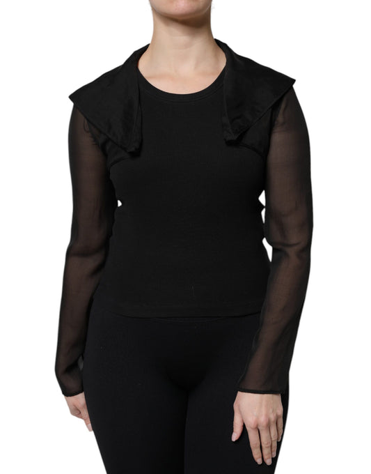 Dolce & Gabbana Black Silk Sheer Long Sleeves Blouse Top by Dolce & Gabbana