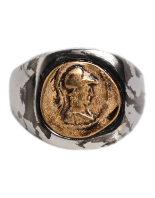 Bague Dolce &amp; Gabbana en laiton véritable bicolore gravée ton argent