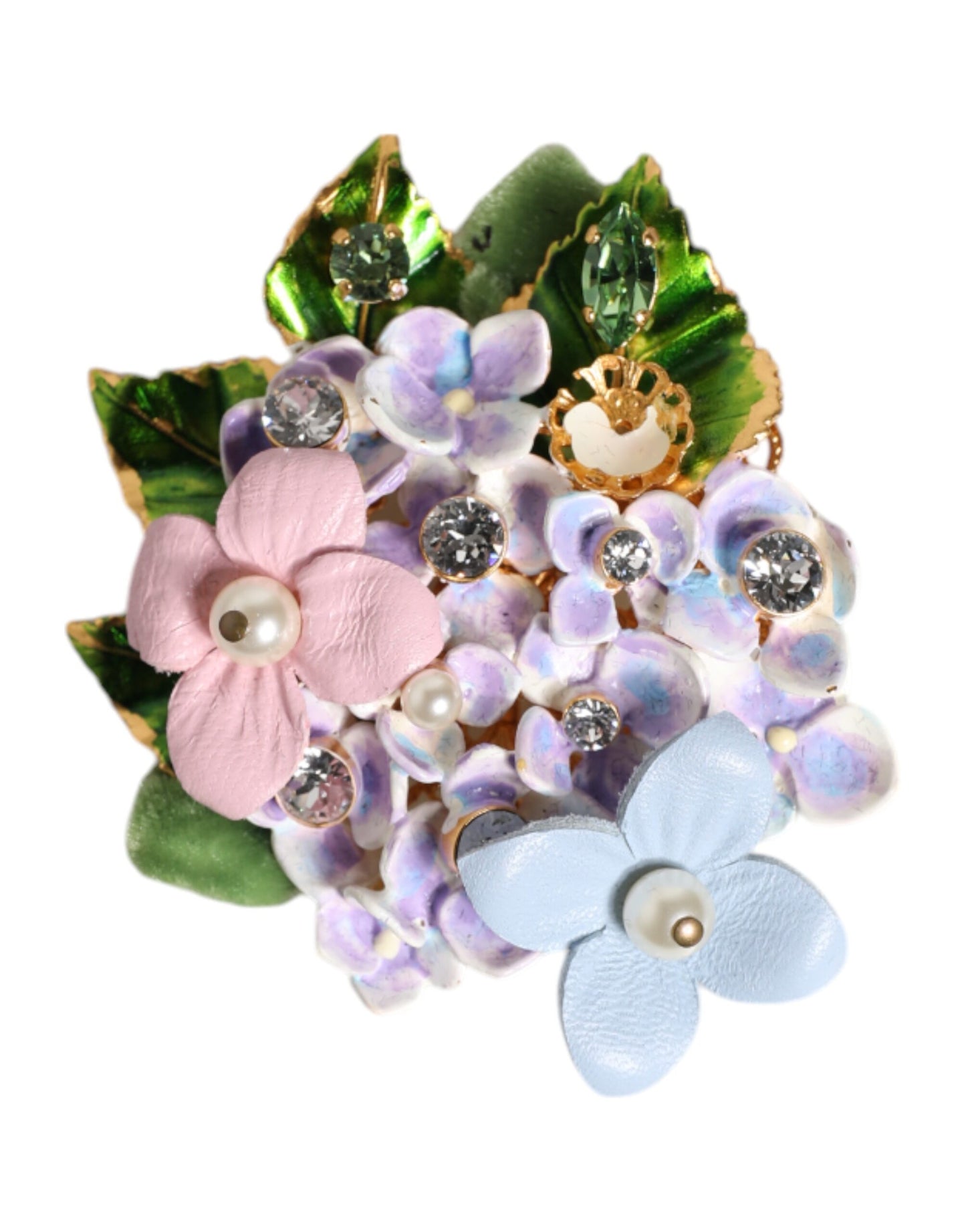 Dolce &amp; Gabbana Multicolor Floral Crystals Pearls Enamel Accents Brooch