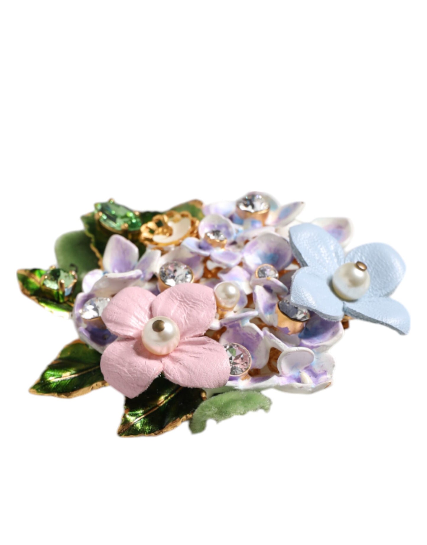 Dolce &amp; Gabbana Multicolor Floral Crystals Pearls Enamel Accents Brooch