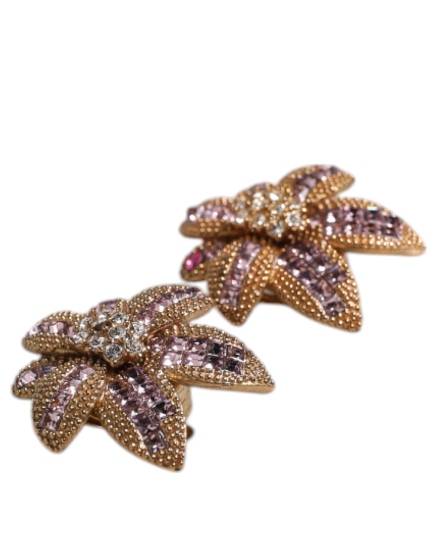 Boucles d'oreilles à clip Dolce &amp; Gabbana en laiton doré et cristaux violets en forme de fleur