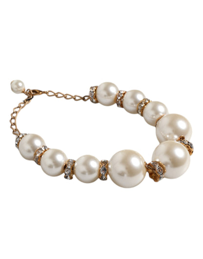 Collier Dolce &amp; Gabbana en or avec perles et cristaux blancs