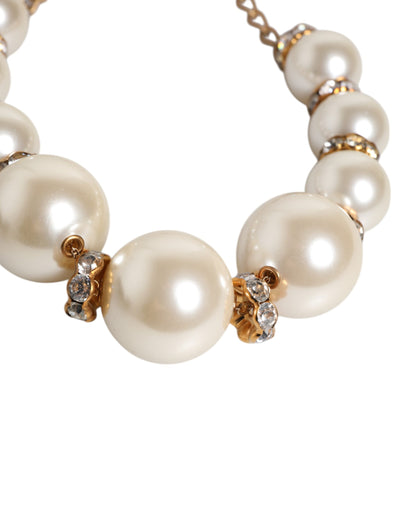 Collier Dolce &amp; Gabbana en or avec perles et cristaux blancs