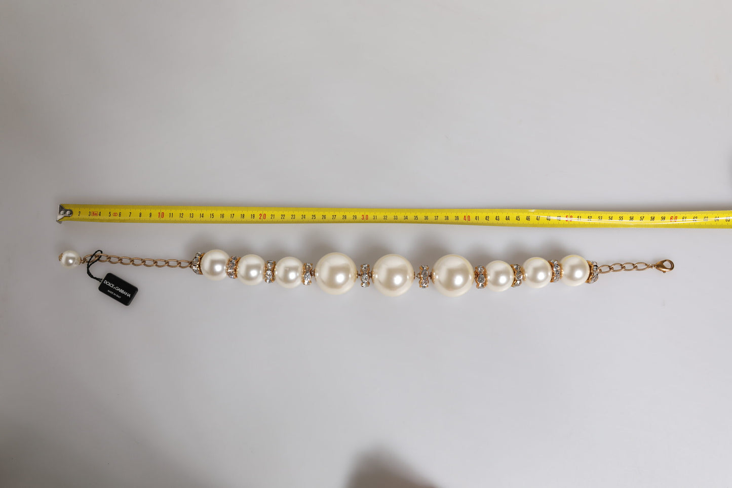 Collier Dolce &amp; Gabbana en or avec perles et cristaux blancs