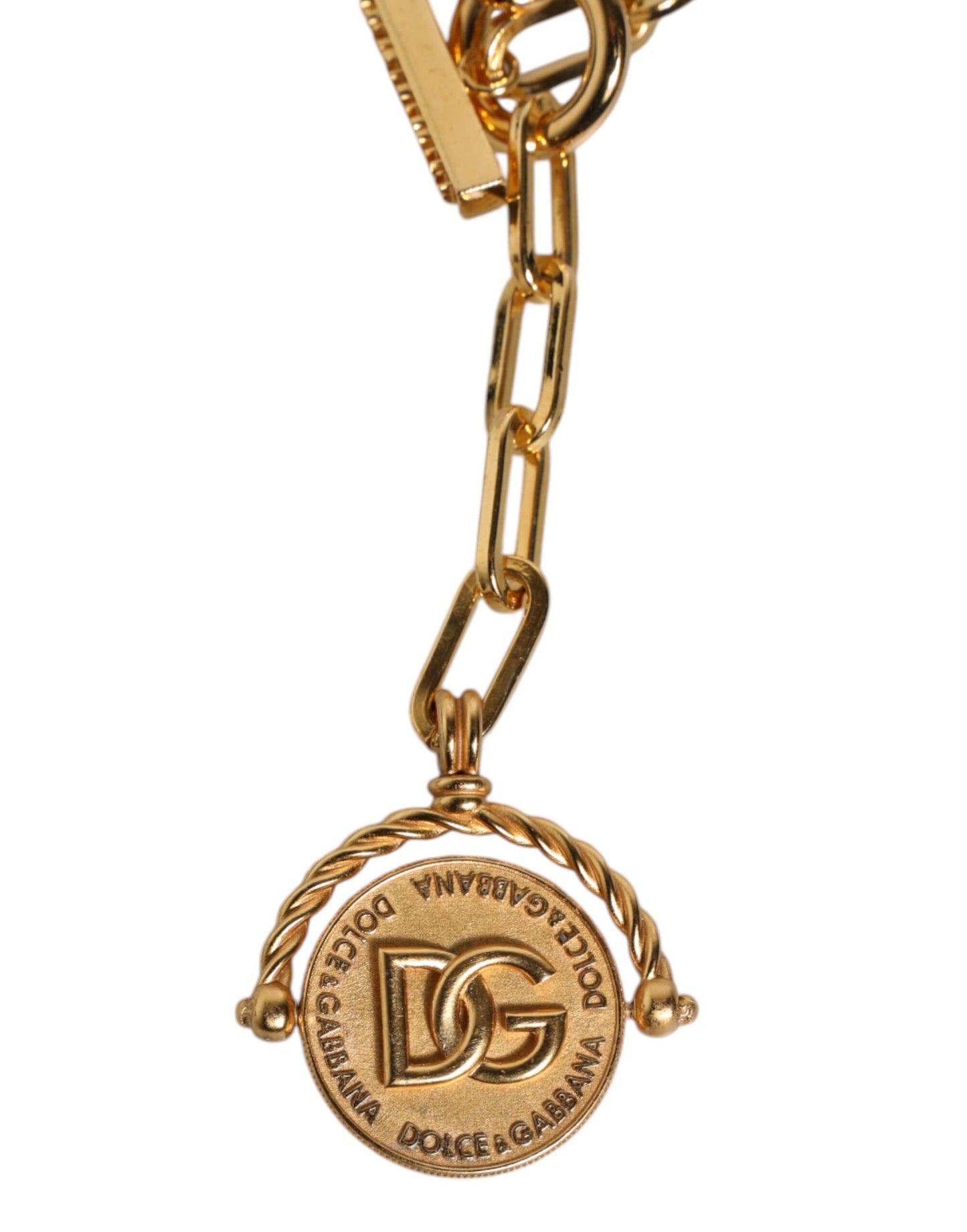 Collier Dolce &amp; Gabbana avec pendentif logo en fausse perle et chaîne en or