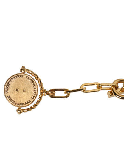 Collier Dolce &amp; Gabbana avec pendentif logo en fausse perle et chaîne en or