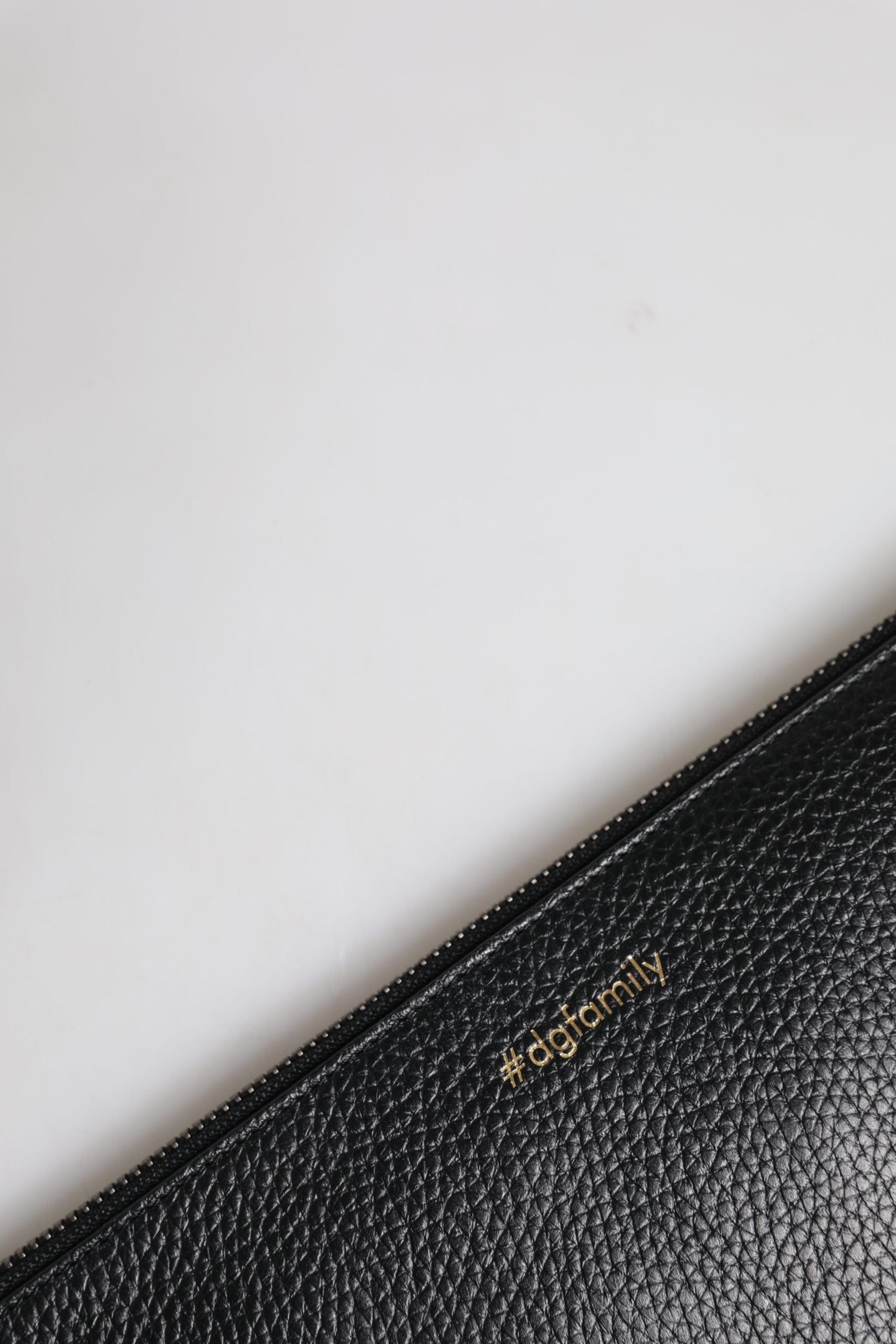 Dolce & Gabbana Black Leather #DGFAMILY Embellished Men Zip Pouch Bag by Dolce & Gabbana