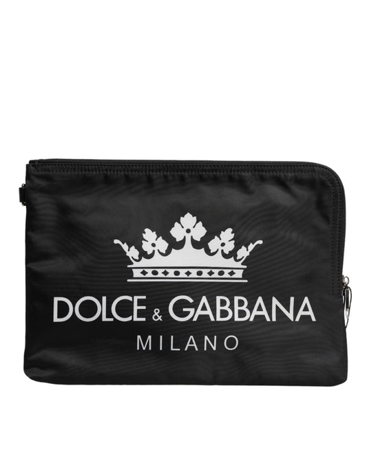 Pochette en nylon noir imprimé DG Milano Dolce &amp; Gabbana