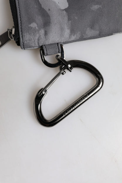Dolce & Gabbana Black Gray Camouflage Logo Plaque Keyring Pouch Bag by Dolce & Gabbana