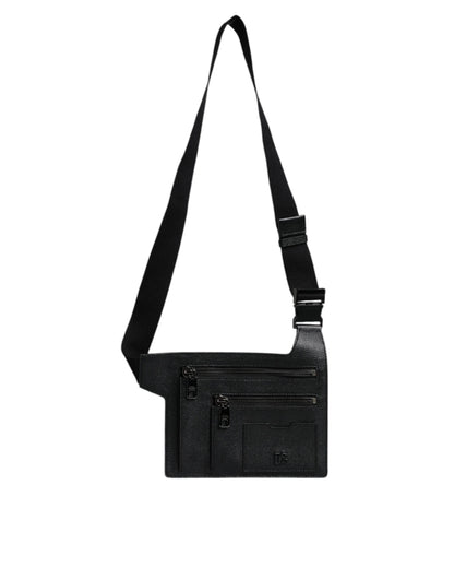 Sac bandoulière en cuir de veau noir Dolce &amp; Gabbana