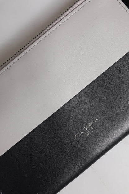 Sac bandoulière Dolce &amp; Gabbana en cuir noir et blanc avec logo en relief