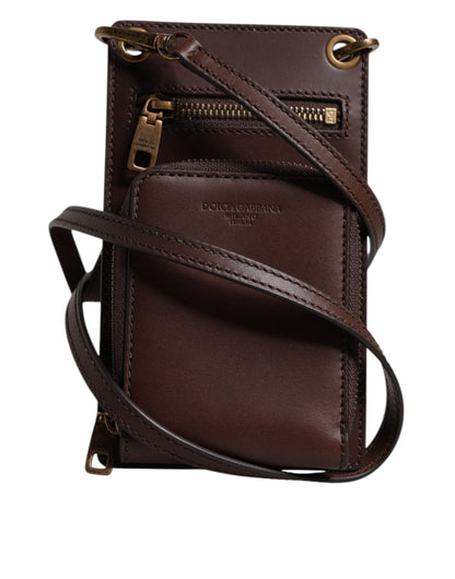 Sac bandoulière en cuir marron Dolce &amp; Gabbana