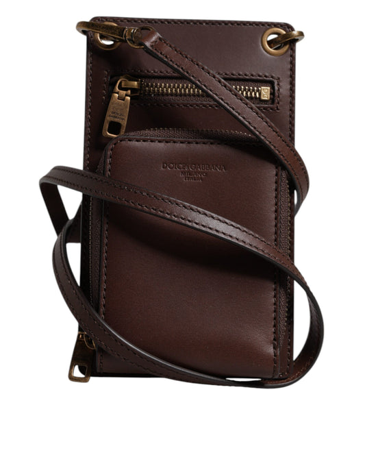 Sac bandoulière en cuir marron Dolce &amp; Gabbana