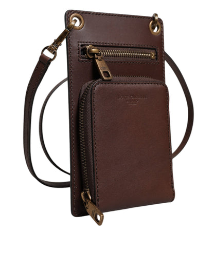 Sac bandoulière en cuir marron Dolce &amp; Gabbana