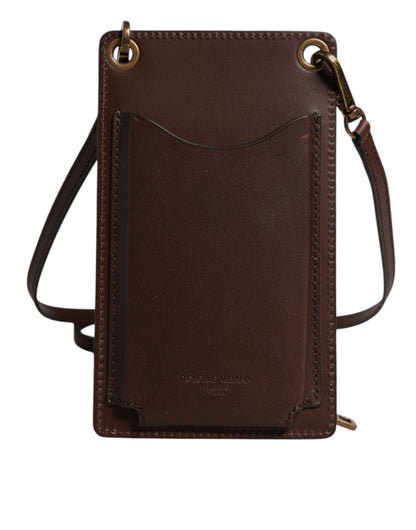 Sac bandoulière en cuir marron Dolce &amp; Gabbana