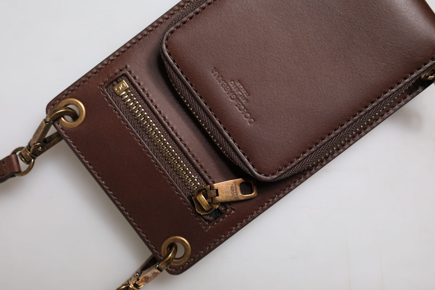 Sac bandoulière en cuir marron Dolce &amp; Gabbana