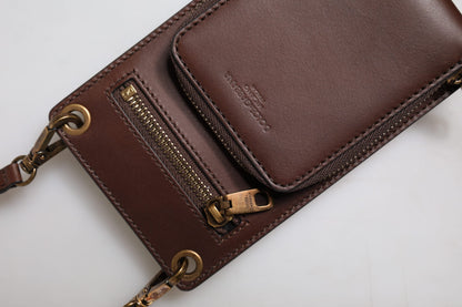 Sac bandoulière en cuir marron Dolce &amp; Gabbana