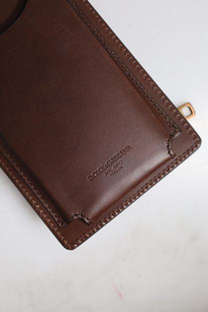 Sac bandoulière en cuir marron Dolce &amp; Gabbana