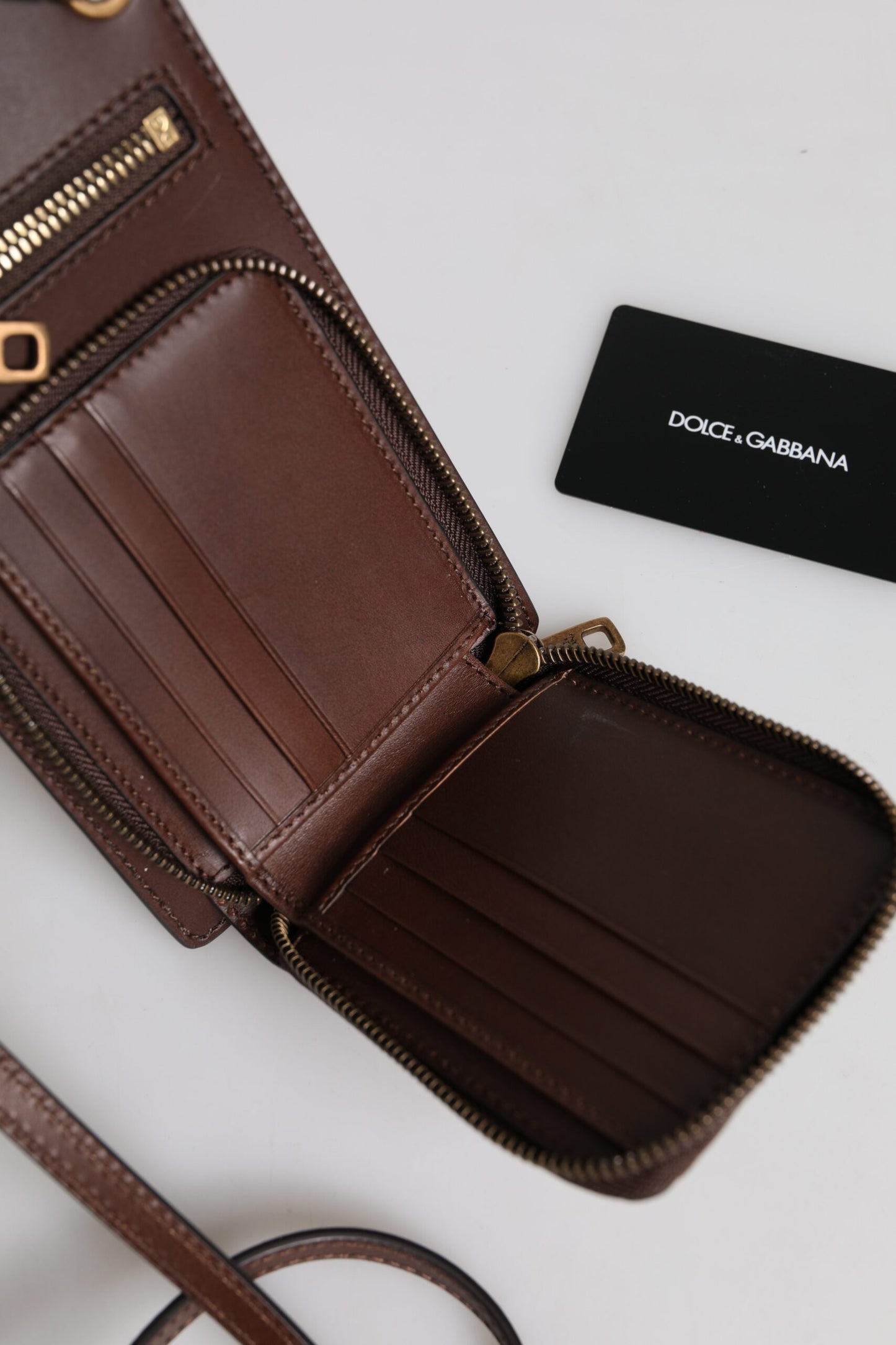 Sac bandoulière en cuir marron Dolce &amp; Gabbana