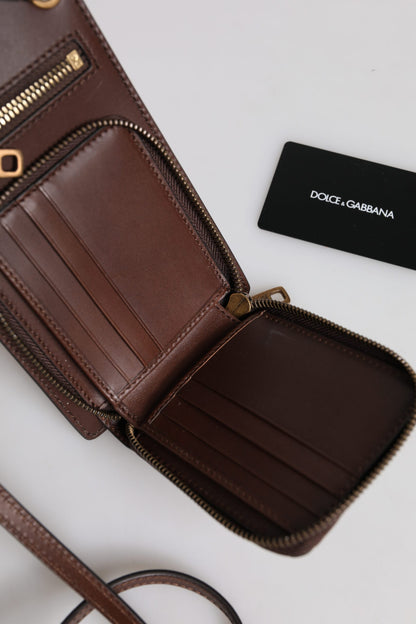Sac bandoulière en cuir marron Dolce &amp; Gabbana